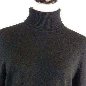 CHARTER CLUB MACYS 2 ply black turtle neck CASHMERE SWEATER classic M